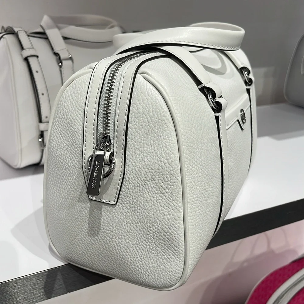 MICHAEL KORS JST TRAVEL MD DUFFLE SATCHEL SHOULDER CROSSBODY BAG MK  OPTIC WHITE